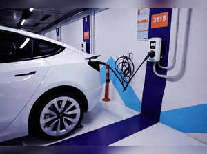 An electric vehicle is plugged into a charging station in Bilbao