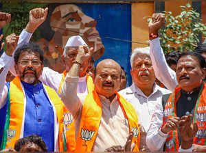 Bengaluru: Former Karnataka chief minister Basavaraj Bommai with BJP MLC Chalava...