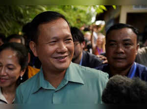 FILE PHOTO: Hun Manet, son of Cambodia's Prime Minister Hun Sen is seen at a polling station