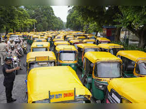 New Delhi: Auto rickshaws during an auto rally as part of FICCI CASCADE's campai...