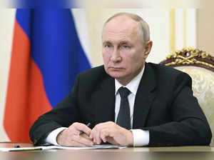 Russian President Vladimir Putin chairs a meeting with members of the government...