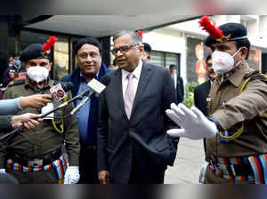 New Delhi, Jan 27 (ANI): Chairman of Tata Sons N Chandrasekharan speaks to media...