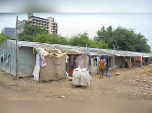 Gurugram: Residents at a slum in Sector-71 area in Gurugram. People began to shi...