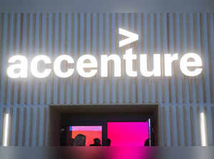 Logo of Irish services and consulting company Accenture is seen in Davos