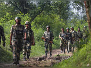 Jammu: Border Security Force (BSF) personnel during a search operation after foi...