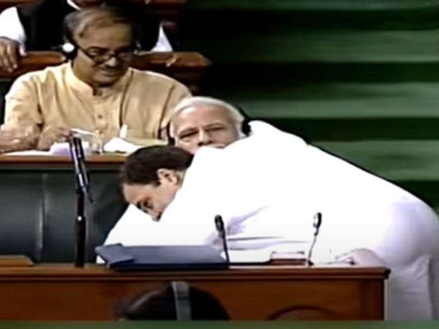 His famous hug to PM Modi