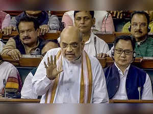 **EDS: VIDEO GRAB VIA SANSAD TV** New Delhi: Union Home Minister Amit Shah parti...