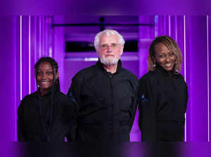In this undated handout image provided by Virgin Galactic on August 10, 2023, the three passengers who will take part in Virgin Galactic's private astronaut mission Galactic 02 (L-R) Anastatia Mayers, 18, Jon Goodwin, 80, and Keisha Schahaff, 46, stand for a photo. Three passengers gained tickets to participate in Galactic's private astronaut mission in a sweepstake contest. England's Jon Goodwin will be the first Olympian to travel to space, and the second person in space with Parkinson's disease. Keisha Schahaff, 46, and her daughter Anastatia Mayers, 18, join the flight as the first mother-daughter duo, and Mayers is the