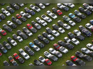 Aerial view of cars parked in Bristol
