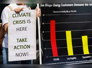 Climate protesters outside Sempra headquarters in California