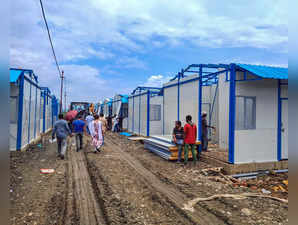 **EDS: TO GO WITH STORY** Imphal East: Prefabricated houses being constructed fo...