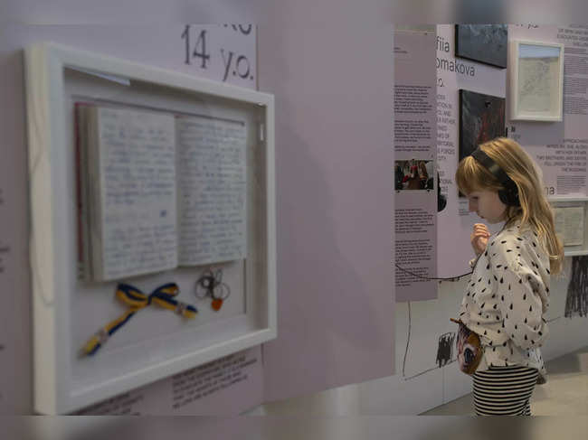 Ukrainian children's war diaries are displayed in Amsterdam, where Anne Frank wrote in hiding