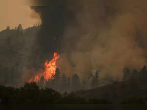 FILE PHOTO: The Eagle Bluff Wildfire burns across the Canada-U.S. border from the state of Washington into Osoyoos, British Columbia