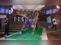 The bull statue at Bombay Stock Exchange (BSE) building in Mumbai
