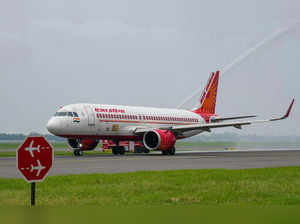 New Delhi: An Air India flight takes off from the 4th runway during its inaugura...