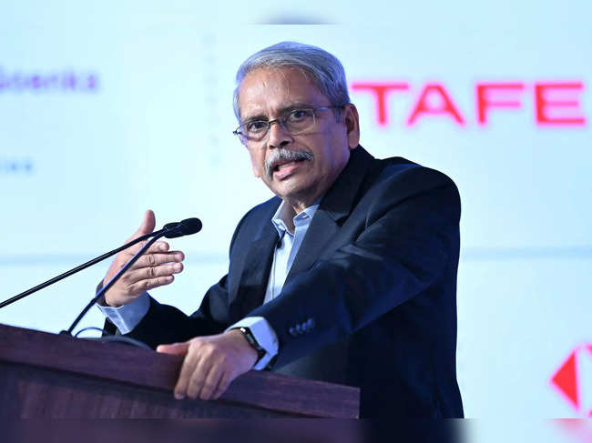 S. Kris Gopalakrishnan, Chairman of Axilor Ventures and Co-founder of Infosys addresses the gathering on the first day of the three-day B20 Summit in New Delhi on August 25, 2023.  (Photo by Sajjad HUSSAIN / AFP)
