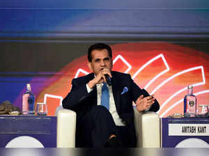 Amitabh Kant, G20 Sherpa of India during the country's presidency year addresses the gathering on the first day of the three-day B20 Summit in New Delhi on August 25, 2023.  (Photo by Sajjad HUSSAIN / AFP)