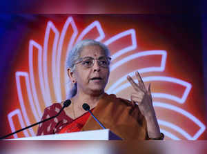 New Delhi: Union Finance Minister Nirmala Sitharaman addresses at a special plen...