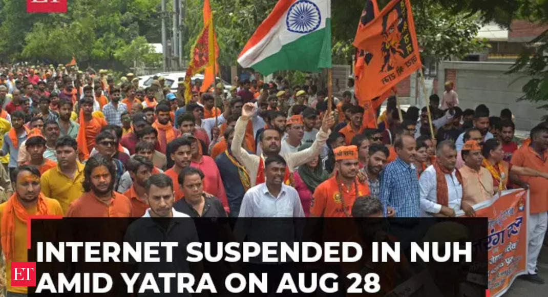 Nuh clashes: Internet services suspended in Haryana’s Nuh amid Brij Mandal Jal Abhishek Yatra on Aug 28