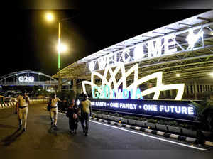 New Delhi: The redeveloped and illuminated G20 logos installed at a prominent fo...