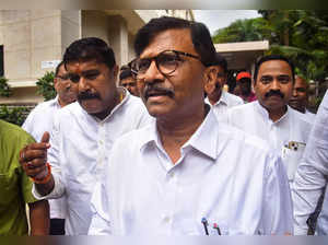 Mumbai: Shiv Sena (UBT) MP Sanjay Raut ouside the Sessions Court in Mumbai. (PTI...