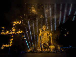 Botad: A 54 feet tall statue of Lord Hanuman at Salangpur, in Botad district, We...