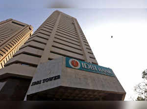 The logo of IDBI Bank is seen on the facade of its headquarters in Mumbai