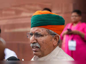 New Delhi: Union Law Minister Arjun Ram Meghwal at Parliament House complex duri...