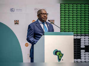 President of Comoros and Chairman of the African Union Azali Assoumani delivers his remarks during the Africa Climate Summit 2023 at the Kenyatta International Convention Centre (KICC) in Nairobi on September 5, 2023.