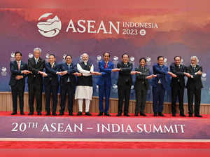 Leaders of ASEAN Philipinnes President Ferdinant Romualdez Marcos Jr, Singapore's Prime Minister Lee Hsien Loong, Thailand's Permanent Secretary of Ministry of Foreign Affairs Sarun Charoensuwan, Vietnma's Prime Minister Pham Minh Chinh, India's Prime Miniter Narendra Modi, Indonesia's President Joko Widodo, Laos' Prime Minister Sonexay Siphandone, Brunei's Prime Minister Hassanal Bolkiah, Cambodia's Prime Minister Hun Manet, Malaysia's Prime Minister Anwar Ibrahim and East Timor's Prime Minister Xanana Gusmano pose for a photograph during the 20th ASEAN-India Summit as part of the 43rd ASEAN Summit in Jakarta September 7, 2023