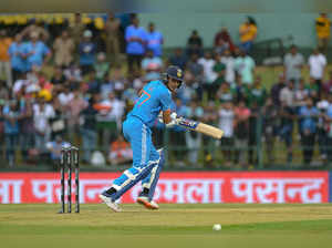 India's Shubman Gill plays a shot during the Asia Cup 2023 one-day international (ODI) cricket match between India and Pakistan at the Pallekele International Cricket Stadium in Kandy on September 2, 2023.