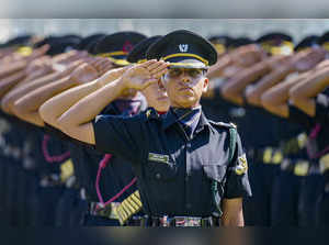 Chennai: Cadets during the Passing Out Parade at Officers Training Academy (OTA)...