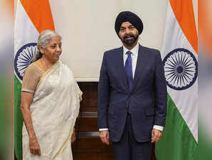 New Delhi: Union Finance Minister Nirmala Sitharaman with World Bank President A...