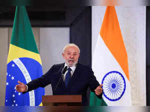 Brazil's President Luiz Inacio Lula da Silva holds a press conference