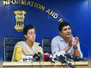 New Delhi, Sept 11 (ANI): Delhi Ministers Atishi and Saurabh Bhardwaj addresses ...
