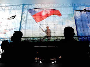 FILE PHOTO: Taiwanese flags are seen at the Ministry of National Defence of Taiwan in Taipei