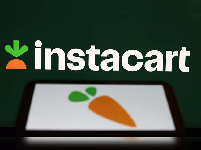 In this photo illustration, the Instacart logo is displayed on a computer monitor on August 28, 2023 in San Anselmo, California.
