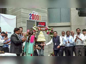 Mumbai, Sept 11 (ANI): Celebrations at National Stock Exchange (NSE) as Nifty50 ...