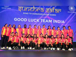 Indian Women's Hockey team pose for a picture