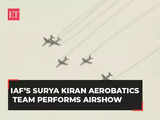 IAF’s Surya Kiran Aerobatics Team performs airshow over Jal Mahal in Jaipur