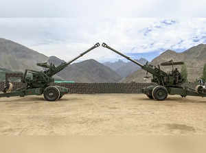 Kargil, July 15 (ANI): Indian Army displays the Bofors howitzer along with the M...