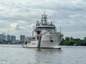 **EDS: IMAGE VIA PRO (DEFENCE)** Indian Coast Guard Ship Samudra Prahari on an o...