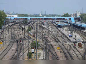New Delhi: Deserted Nizamuddin railway station after several trains were cancell...