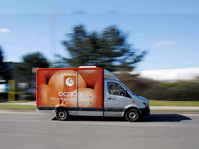 FILE PHOTO: An Ocado delivery van seen driving in Hatfield