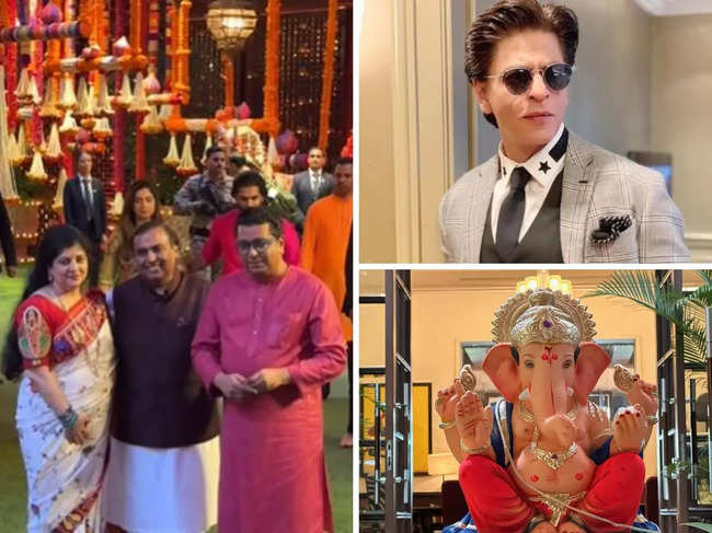 Ambani hosted a grand celebration at his residence, Antilia, while SRK celebrated at his home, Mannat.
