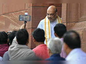 India's Home Minister Amit Shah arrives to attend the special session of the parliament in New Delhi on September 18, 2023.