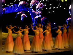 Hangzhou: Artists perform during the opening ceremony of the 19th Asian Games at...