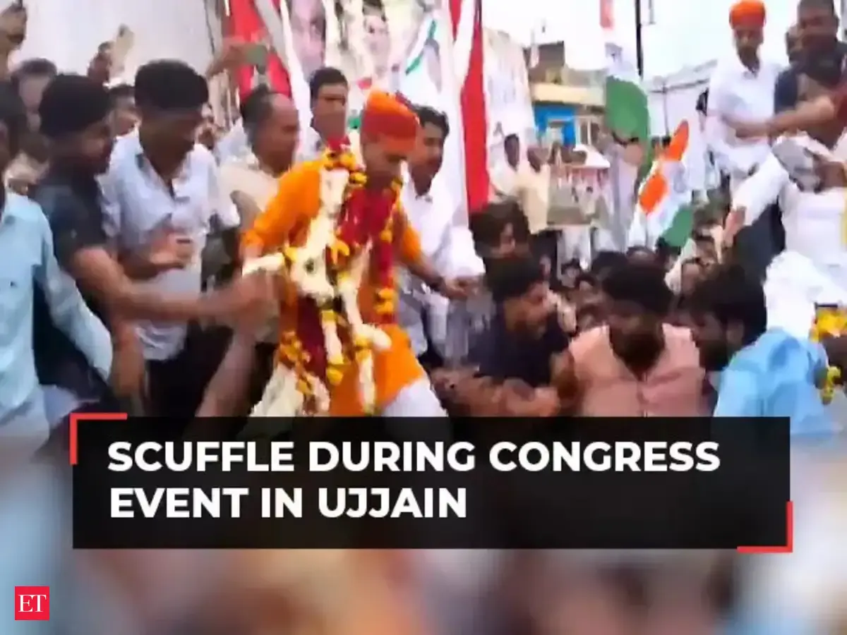 Scuffle breaks out between two Congress workers during an event in ...