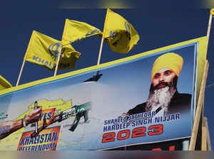 A mural features the image of late Sikh leader Hardeep Singh Nijjar
