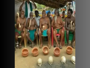 Farmers protest with human skeletons over Cauvery water dispute
